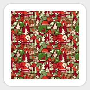 Christmas Time Mosaic green, red, white Sticker